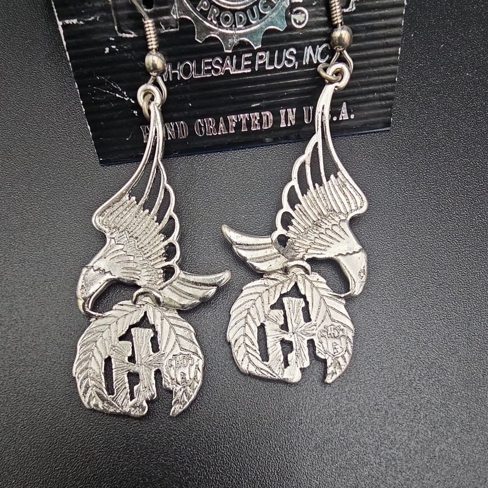 Harley-Davidson Silver Eagle Dangle Earrings - image 1